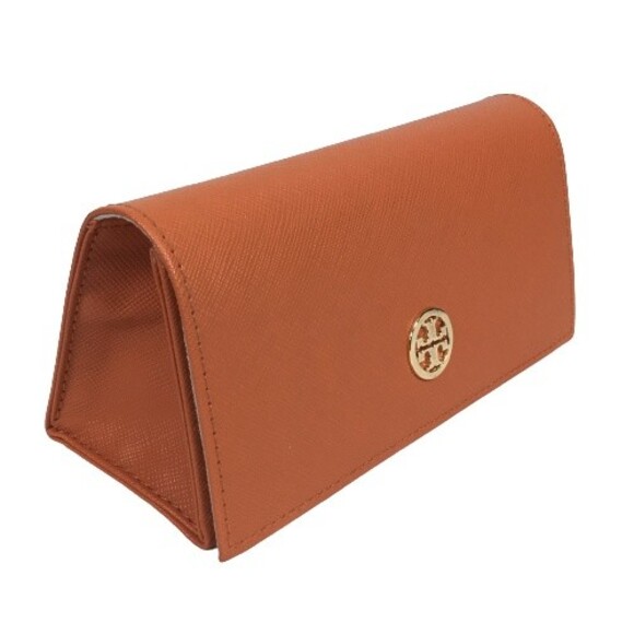 TORY BURCH Eyeglass Case Glasses Sunglasses Orange Gold Logo Holder FALL COLOR - Picture 1 of 10